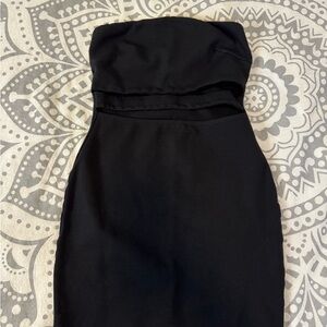 Black strapless cutout dress